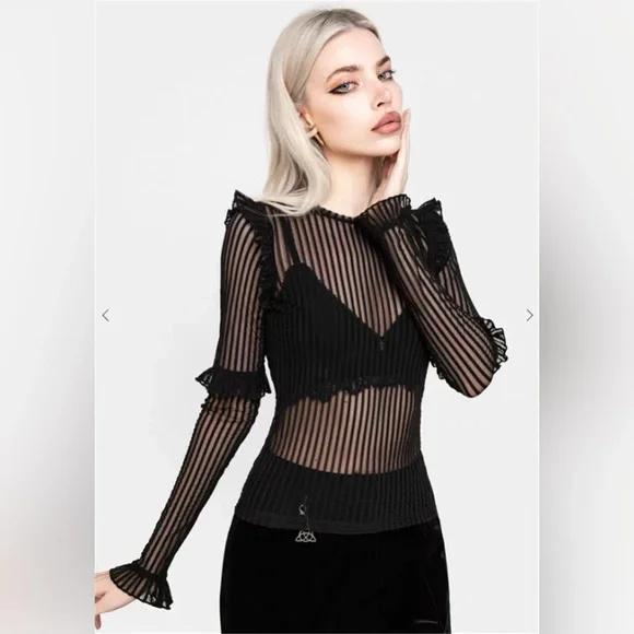 Disturbia Mourning Ruffle Top us2 - Picture 2 of 6